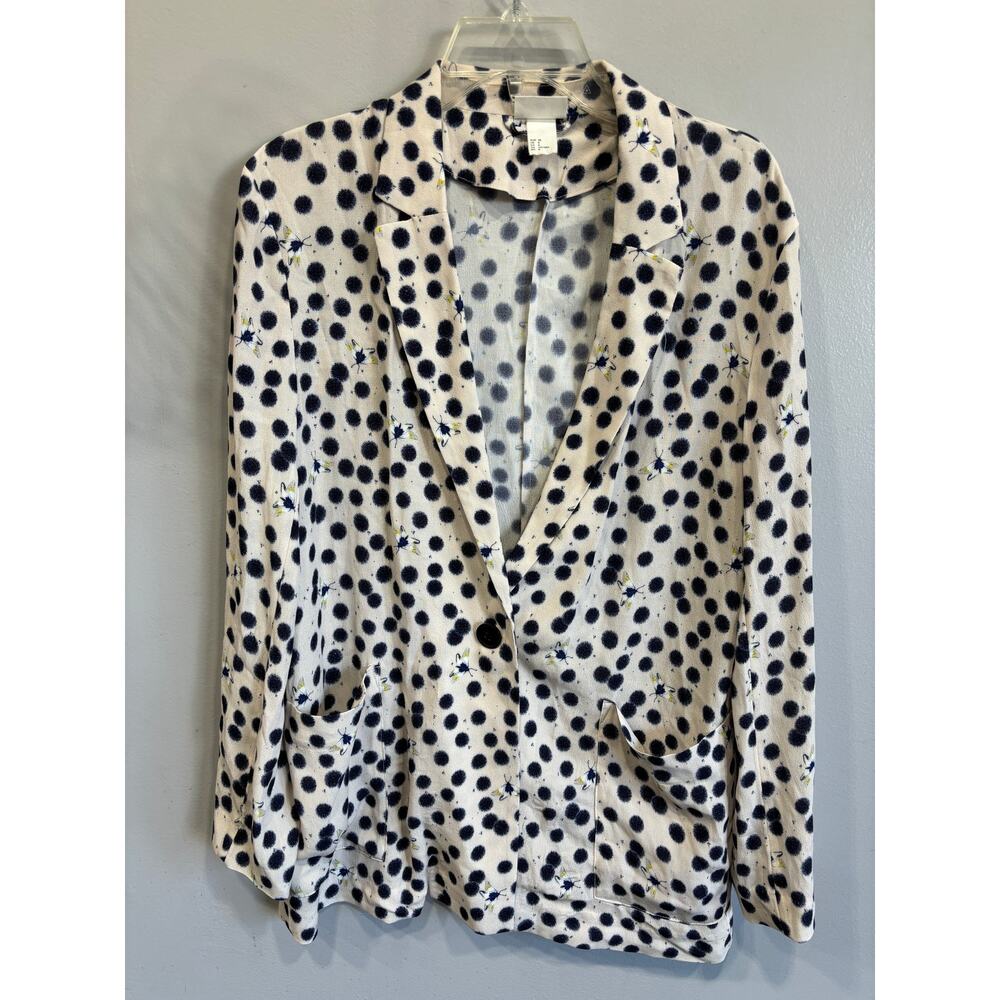 Anna Glover x H&M Oversized Blazer Novelty Print Womens sz 8 Coastal Cot…